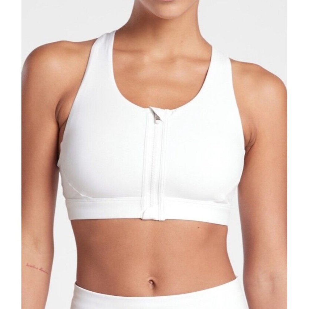 Athleta S Ultimate Zip Front Bra Size Small Cup A-C White - Picture 3 of 4